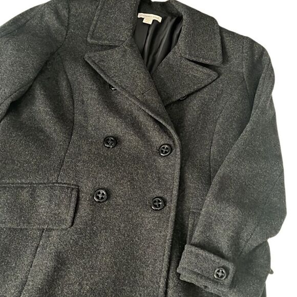 Coldwater Creek Gray Wool Double Breasted Pea Coat Jacket Size Medium 10/12 - Picture 1 of 14
